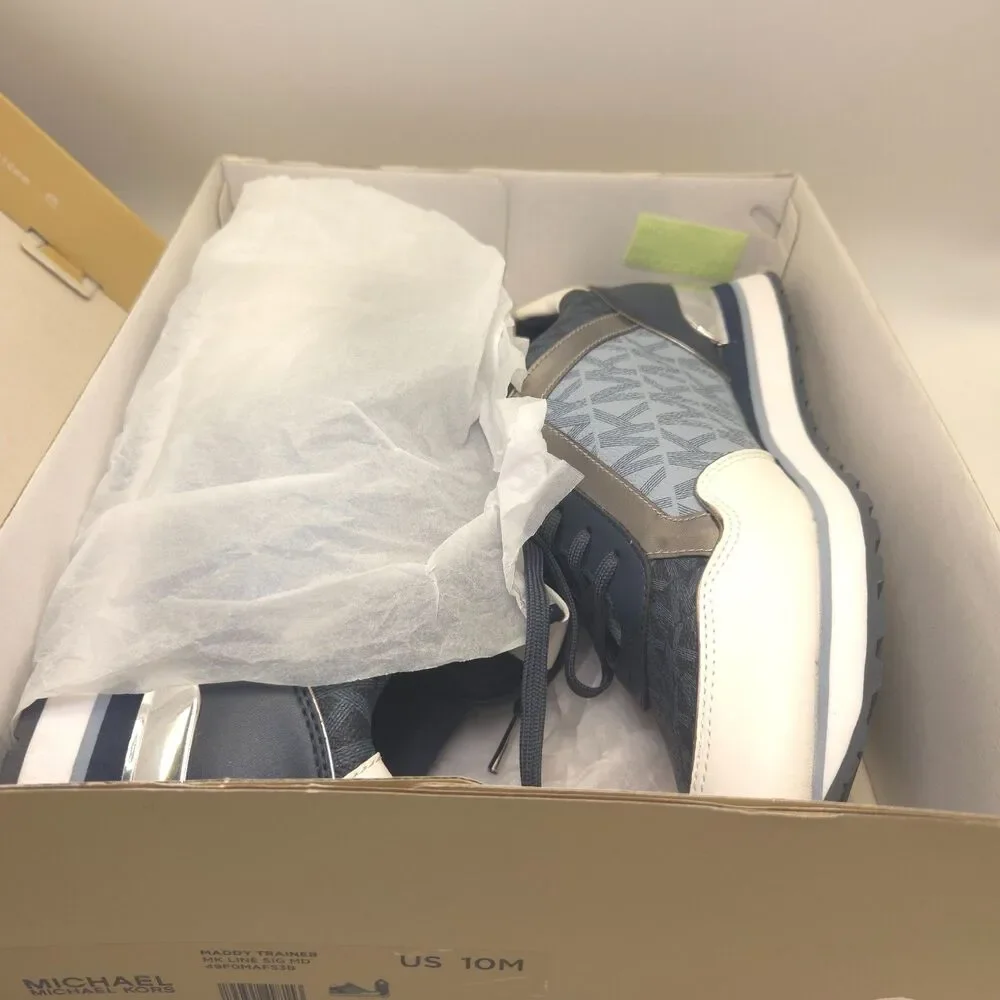 Michael Kors Maddy Logo Trainer Admiral Blue Sneakers Women 10M 49F0MAFS3B NIB